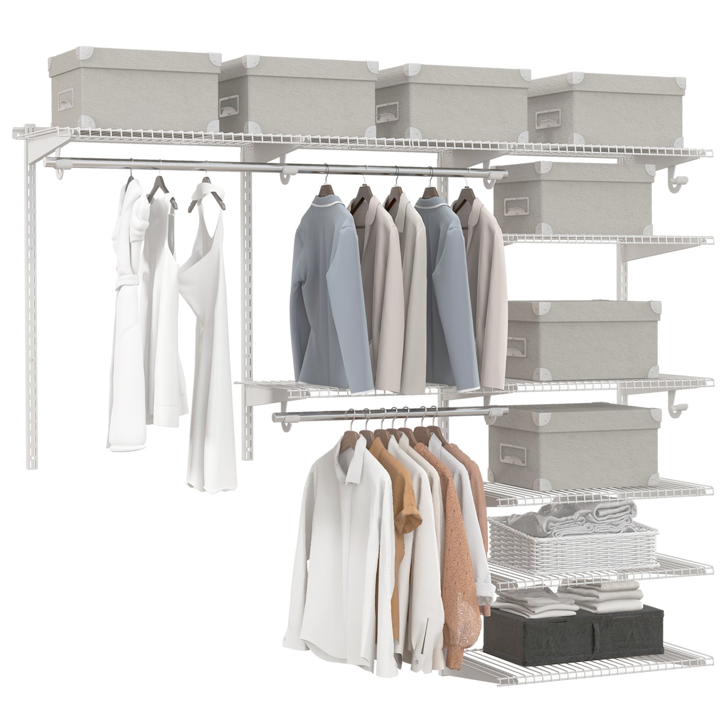 Custom Closet Organizer System Kit with Shelves-White