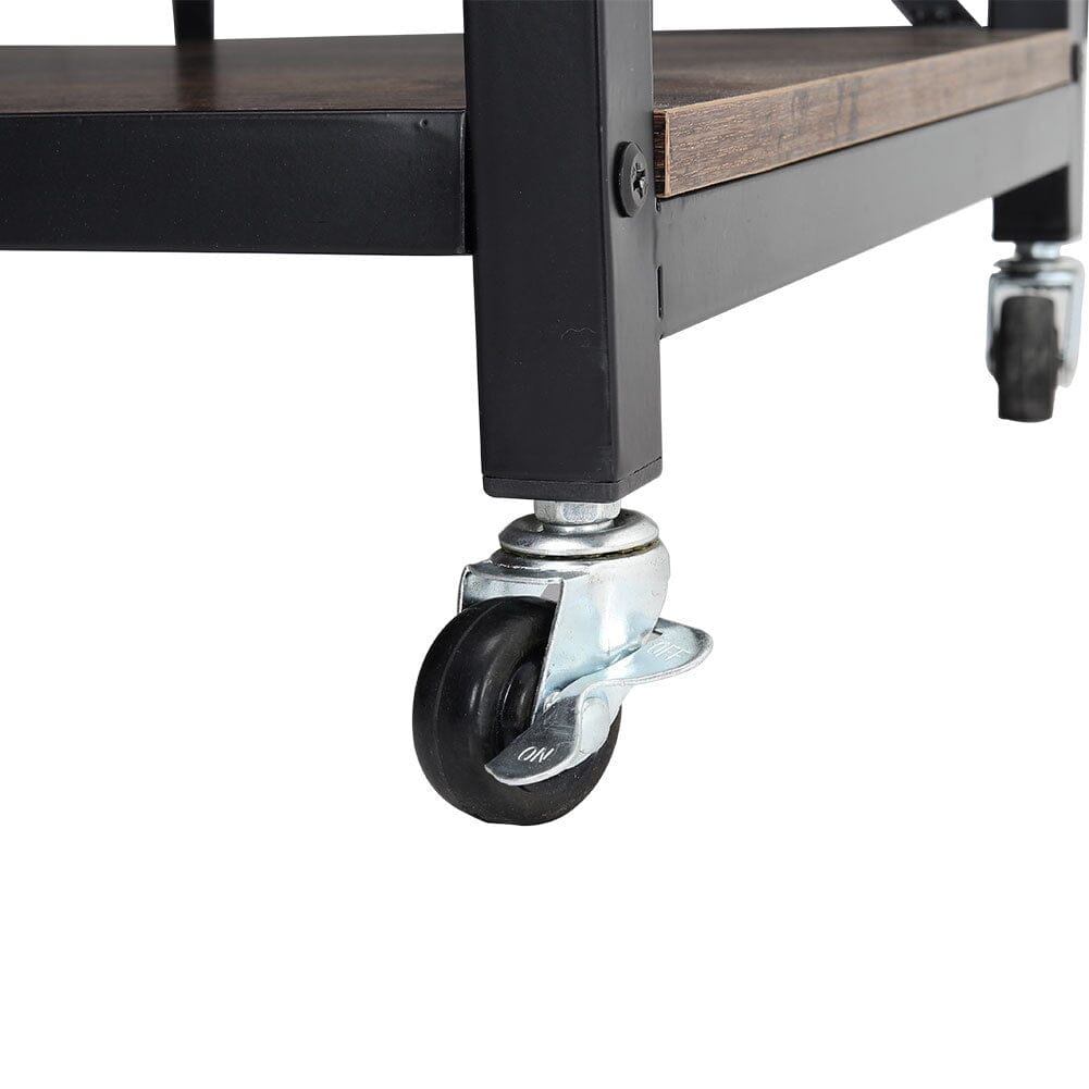 Chic Three-Tier Vintage Cart with Black Steel Frame