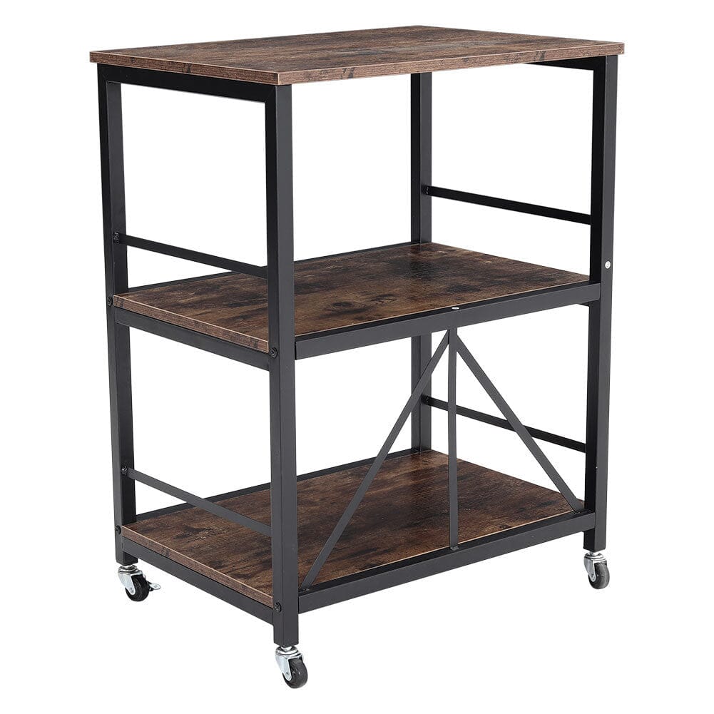 Chic Three-Tier Vintage Cart with Black Steel Frame
