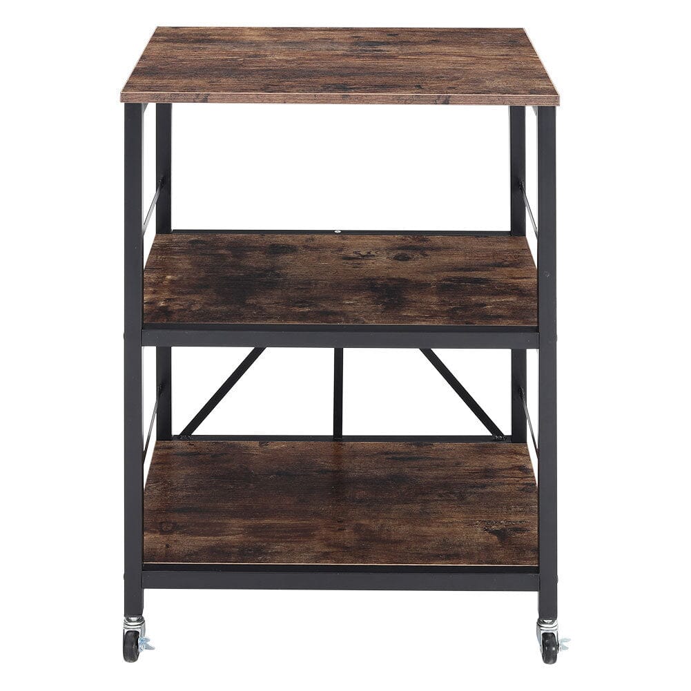 Chic Three-Tier Vintage Cart with Black Steel Frame