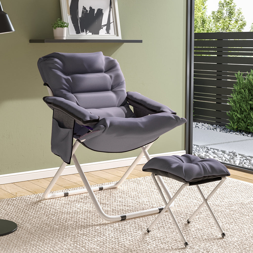 Foldable Garden Moon Chair with Footstool