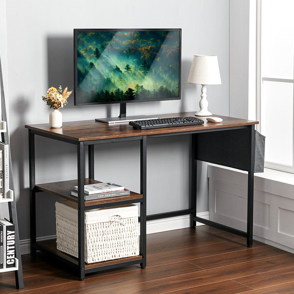 Premium Wooden Office Desk with Storage Shelf and Fabric Pouch