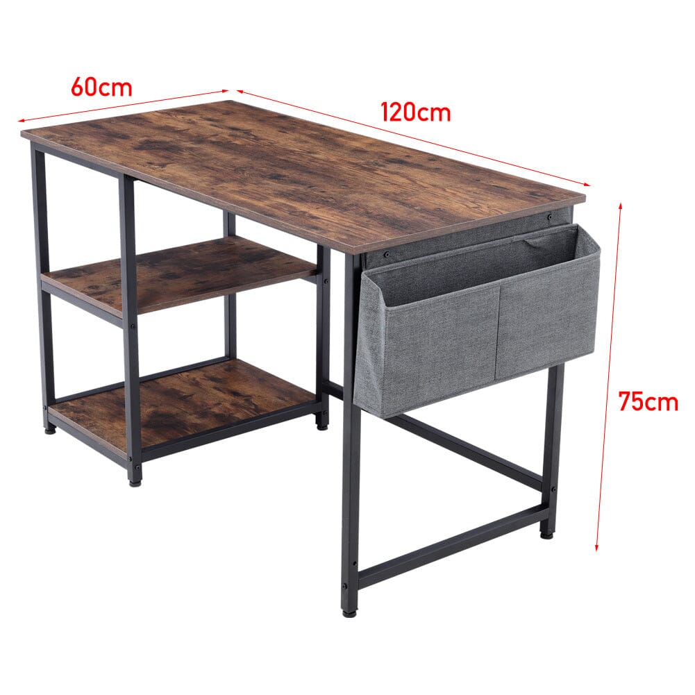 Premium Wooden Office Desk with Storage Shelf and Fabric Pouch
