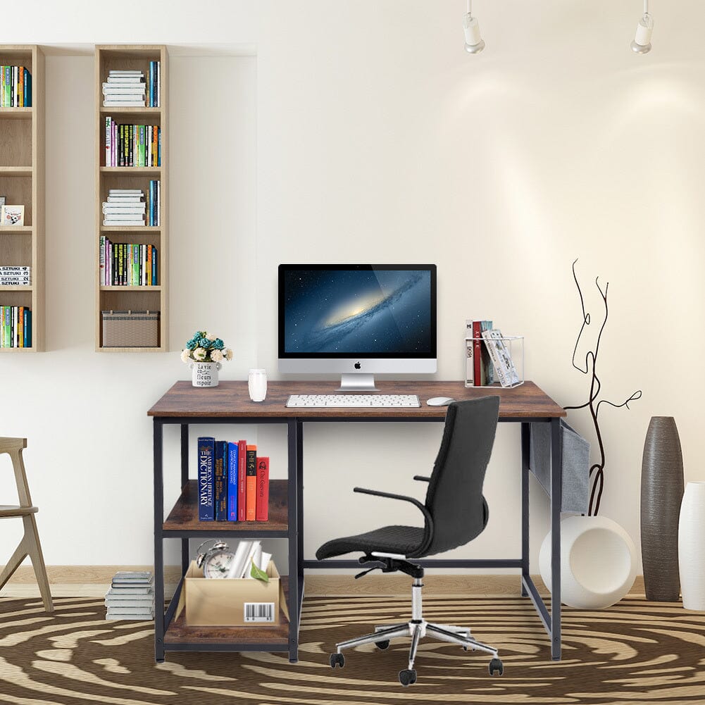 Premium Wooden Office Desk with Storage Shelf and Fabric Pouch