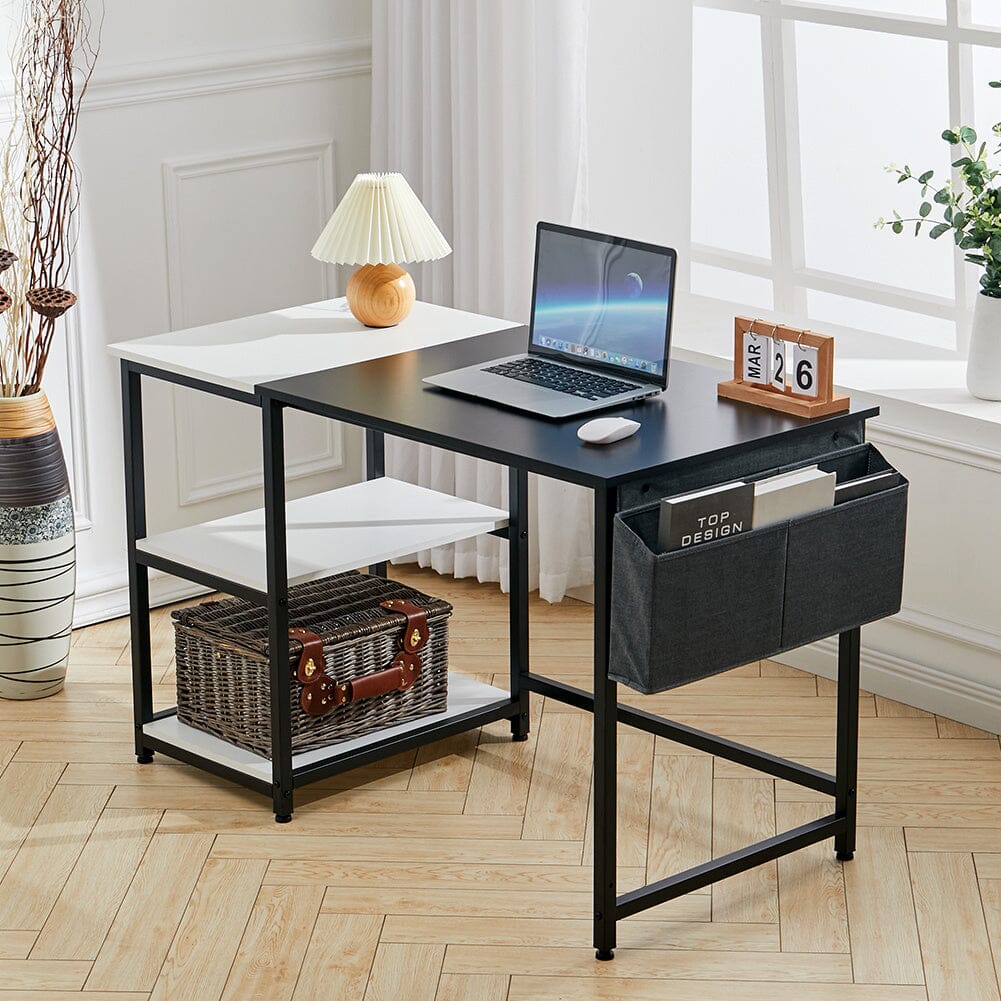 Premium Wooden Office Desk with Storage Shelf and Fabric Pouch