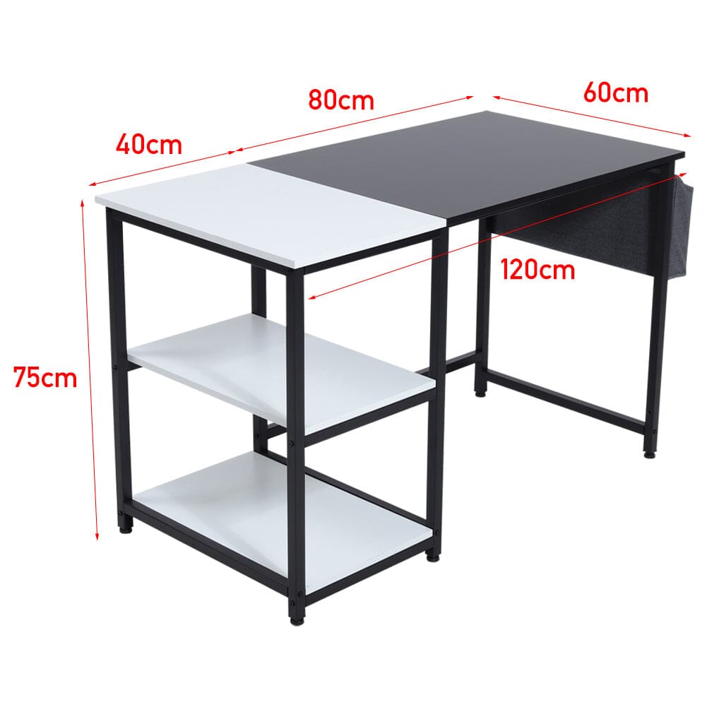 Premium Wooden Office Desk with Storage Shelf and Fabric Pouch