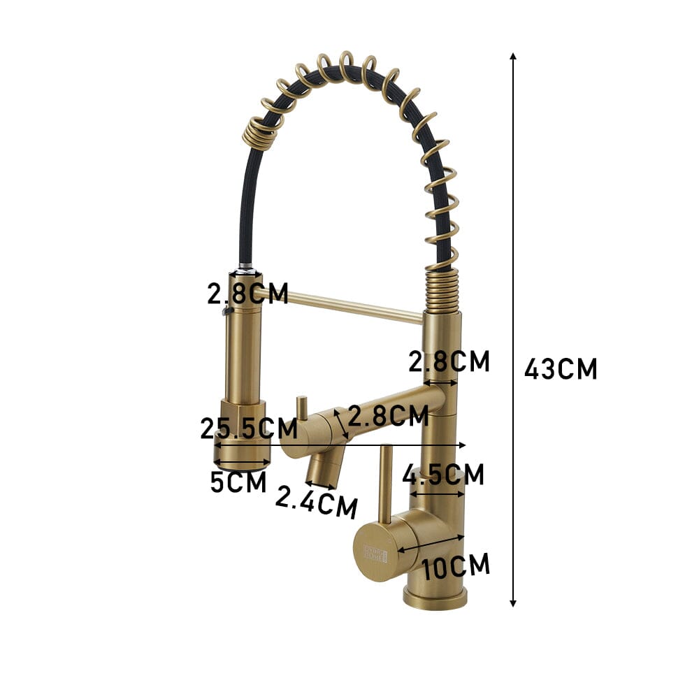 Stainless Steel Kitchen Faucet with Pull Down Spring Spout and Pot Filler