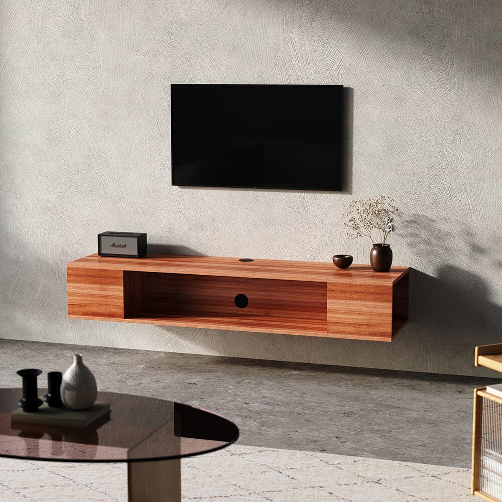 Stylish Brown Floating Cabinet with Single Shelf