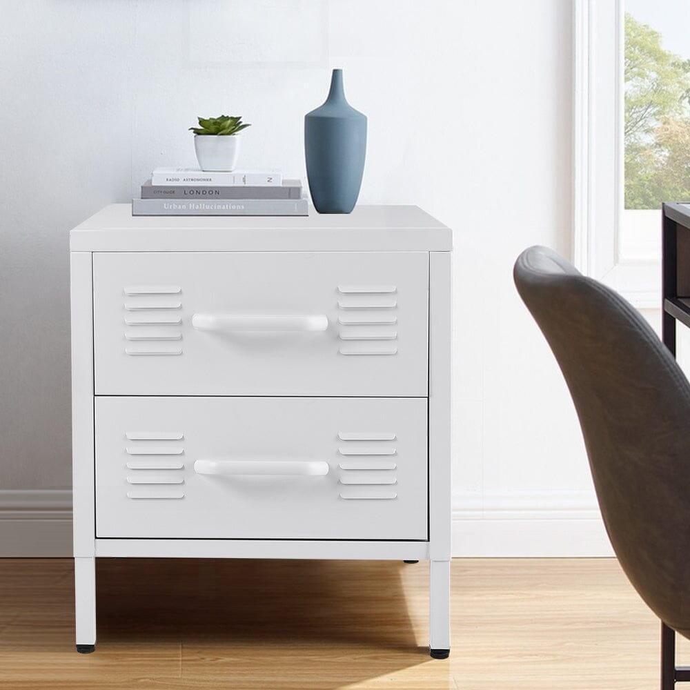 Compact White Two-Door File Cabinet for Efficient Storage
