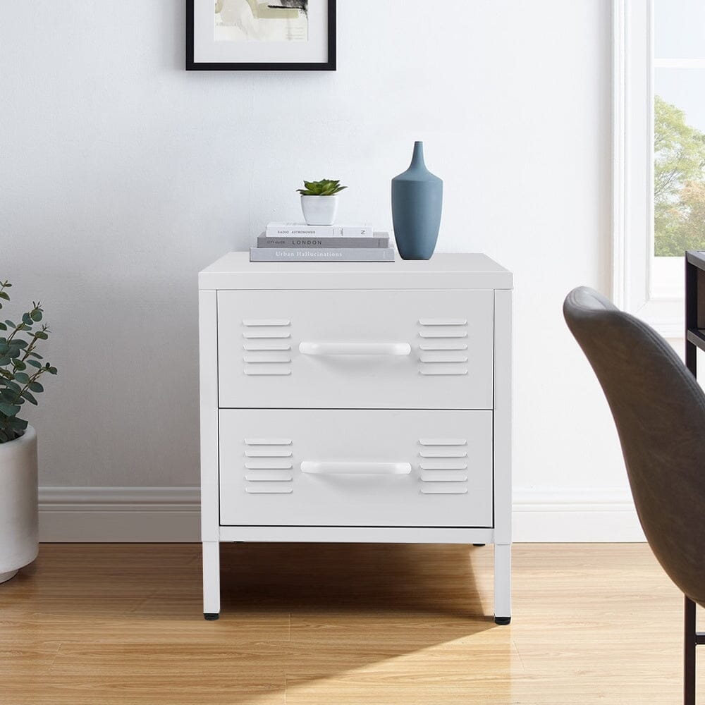 Compact White Two-Door File Cabinet for Efficient Storage