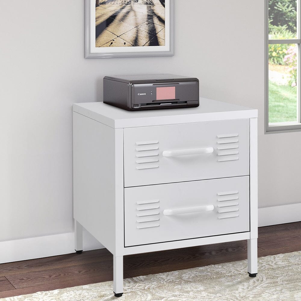Compact White Two-Door File Cabinet for Efficient Storage