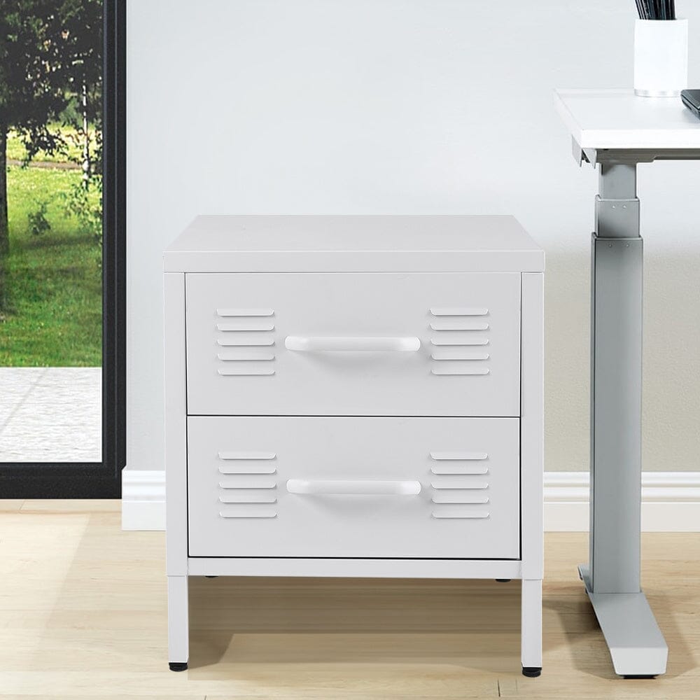 Compact White Two-Door File Cabinet for Efficient Storage