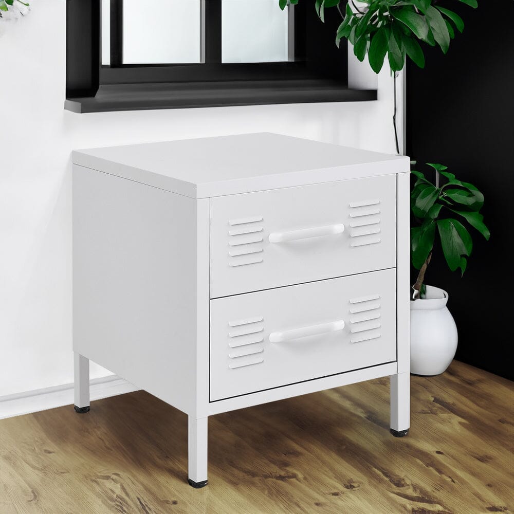 Compact White Two-Door File Cabinet for Efficient Storage