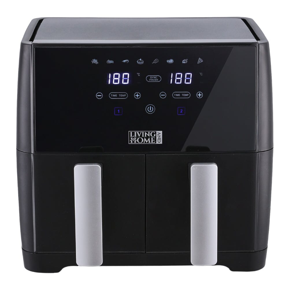 8L Black Touch Screen Air Fryer with Dual Basket