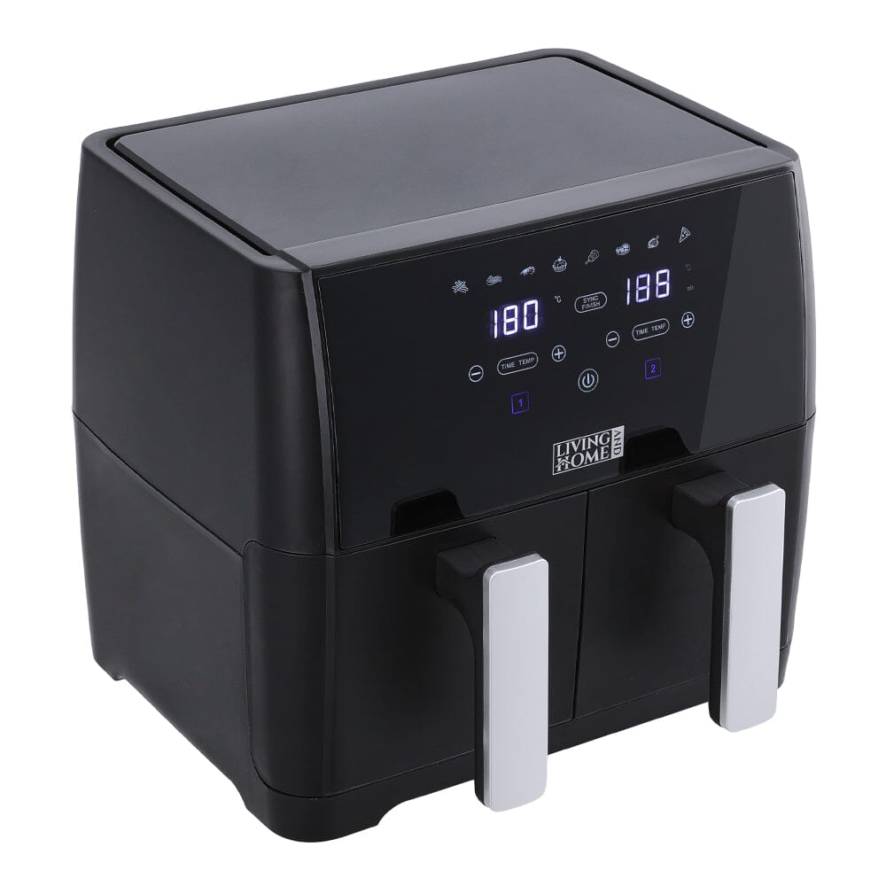 8L Black Touch Screen Air Fryer with Dual Basket
