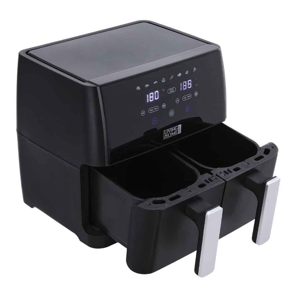8L Black Touch Screen Air Fryer with Dual Basket