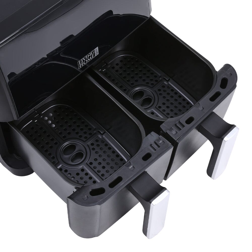8L Black Touch Screen Air Fryer with Dual Basket