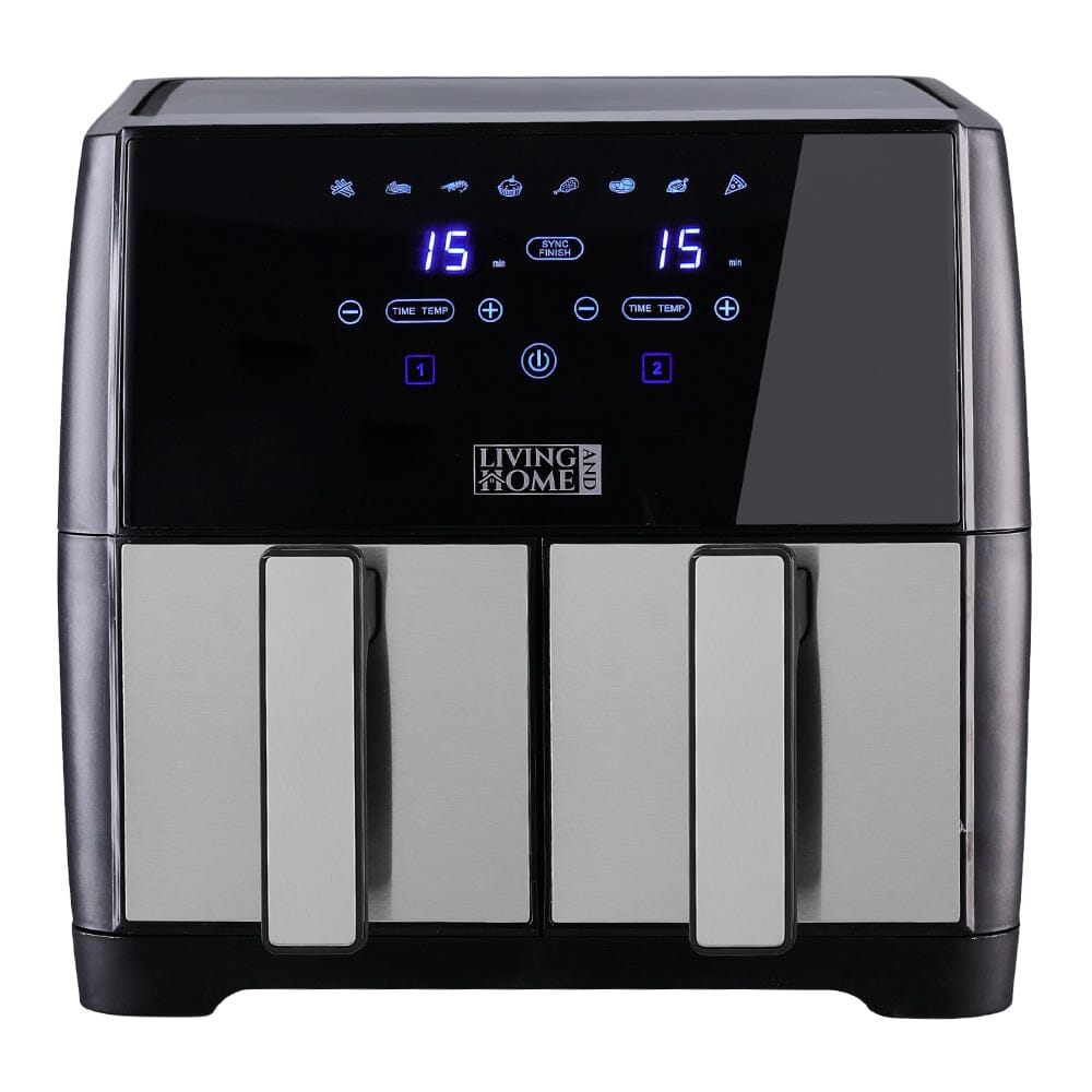 8L Black Touch Screen Air Fryer with Dual Basket