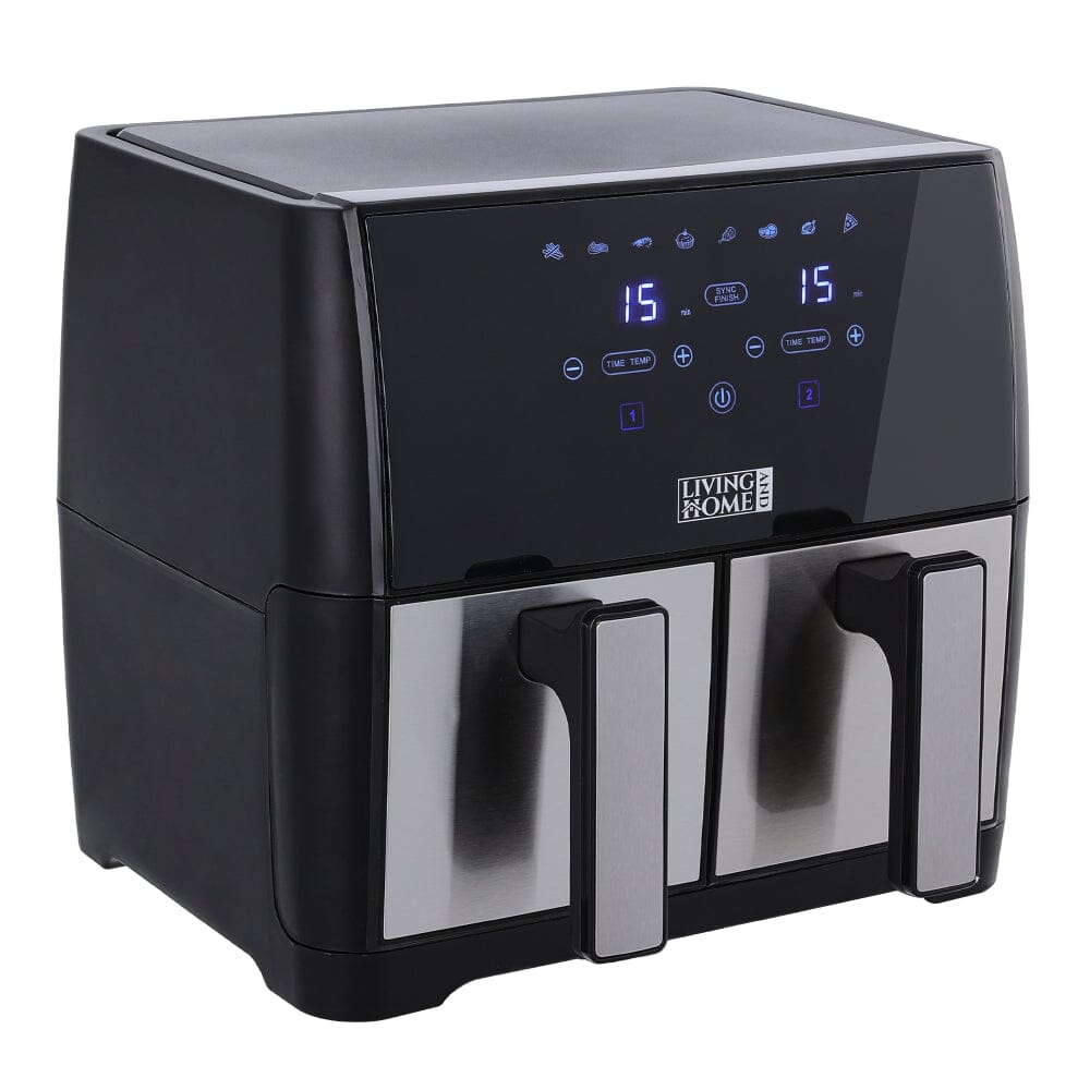 8L Black Touch Screen Air Fryer with Dual Basket