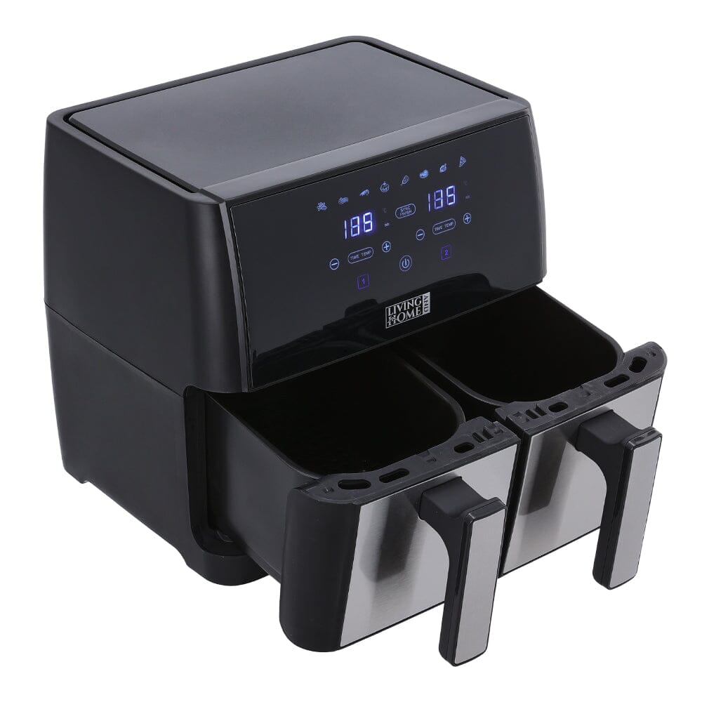 8L Black Touch Screen Air Fryer with Dual Basket