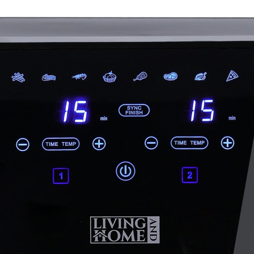 8L Black Touch Screen Air Fryer with Dual Basket