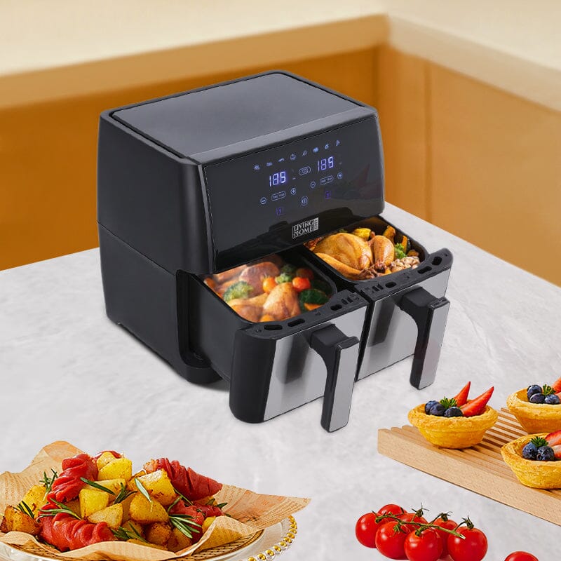 8L Black Touch Screen Air Fryer with Dual Basket