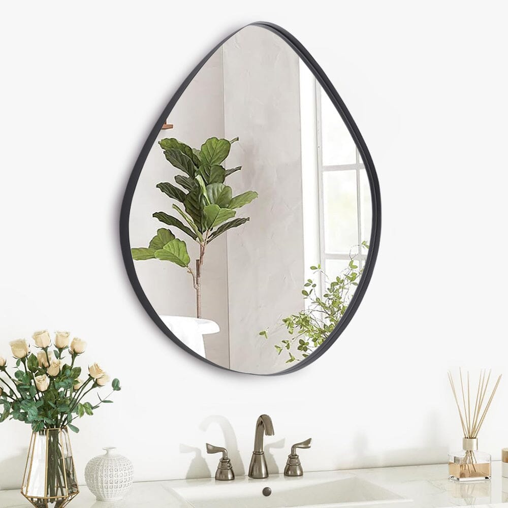 Premium Irregular-Shaped Bathroom Mirror with Black Iron Frame