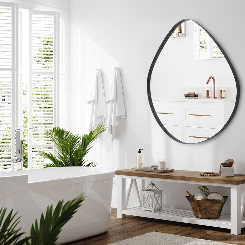 Premium Irregular-Shaped Bathroom Mirror with Black Iron Frame