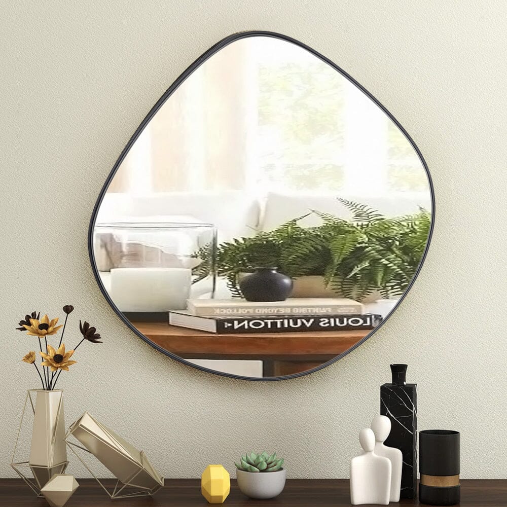 Premium Irregular-Shaped Bathroom Mirror with Black Iron Frame