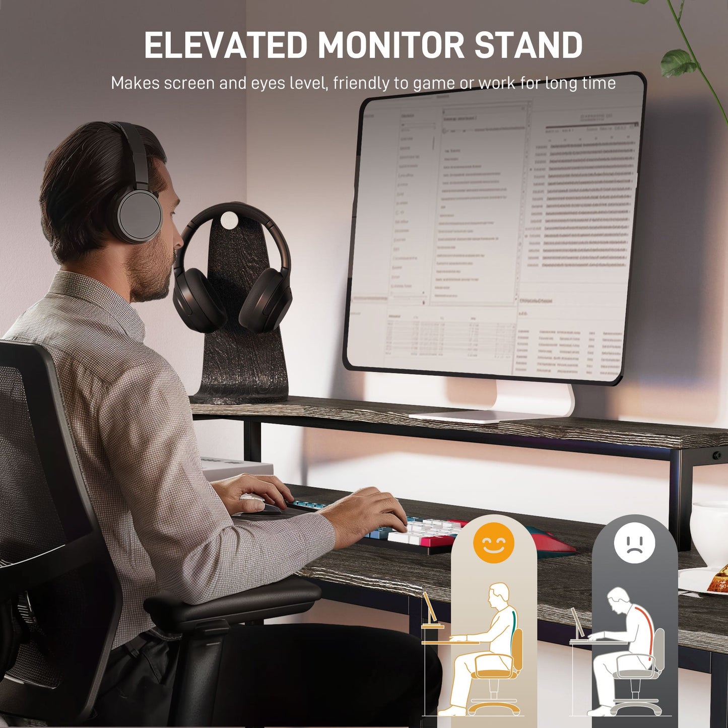 HOMCOM Industrial 'L' Shaped Multi-Work Desk - antracytowy