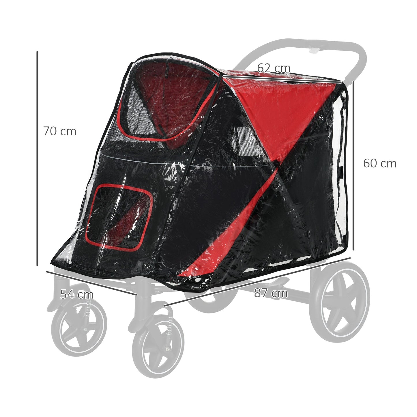 PawHut Rain Cover na wózek dla psa, spacerówkę z wejściem z tyłu