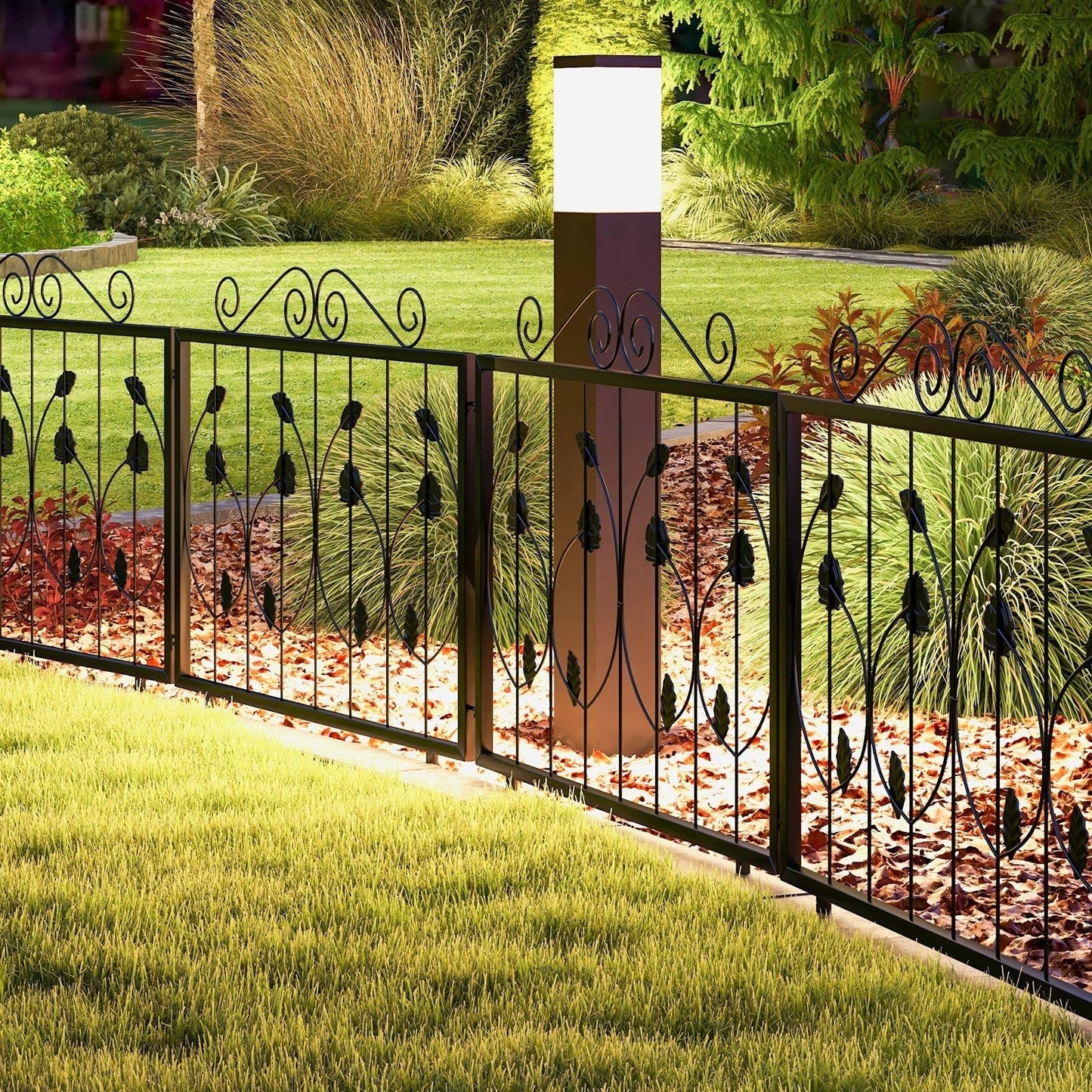 464 x 58 cm Decorative Garden Fence with 8 Panels-Black