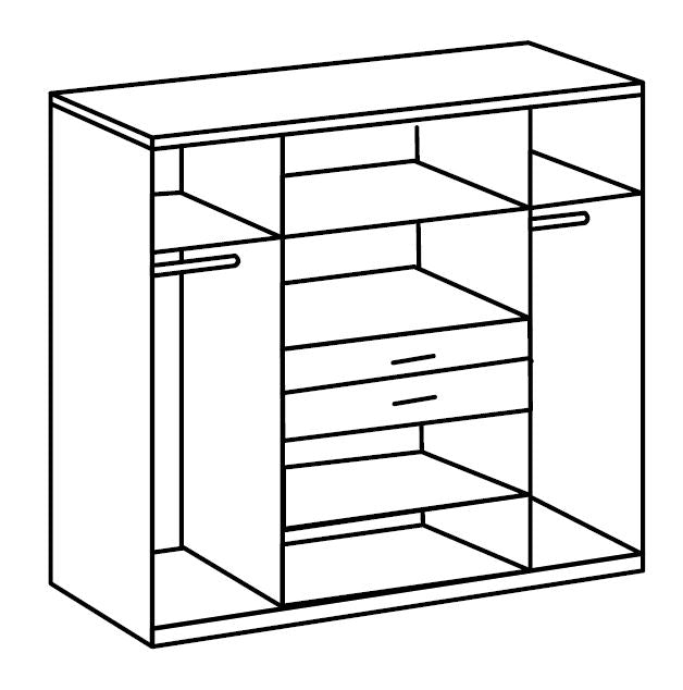 Wardrobe DENMARK 4 Door Mirrored Wardrobe Finish Oak and Graphite 180cm