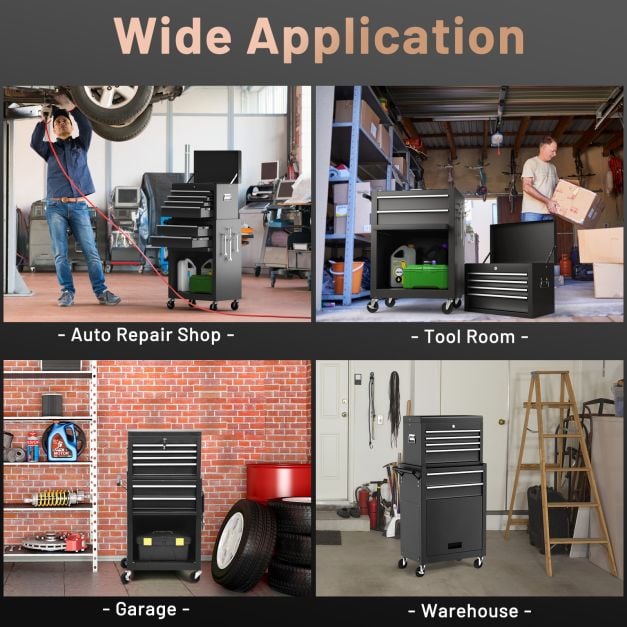 6-Drawer Rolling Lockable Tool Chest for Garage & Factory & Workshop -Black
