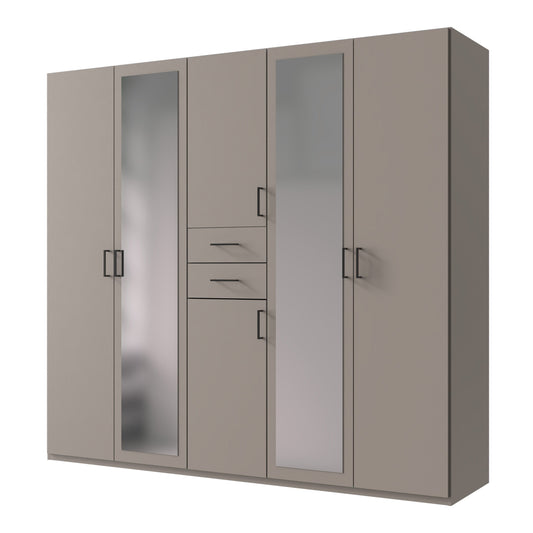 DOCKER 5 Door Mirrored Wardrobe Grey 225cm