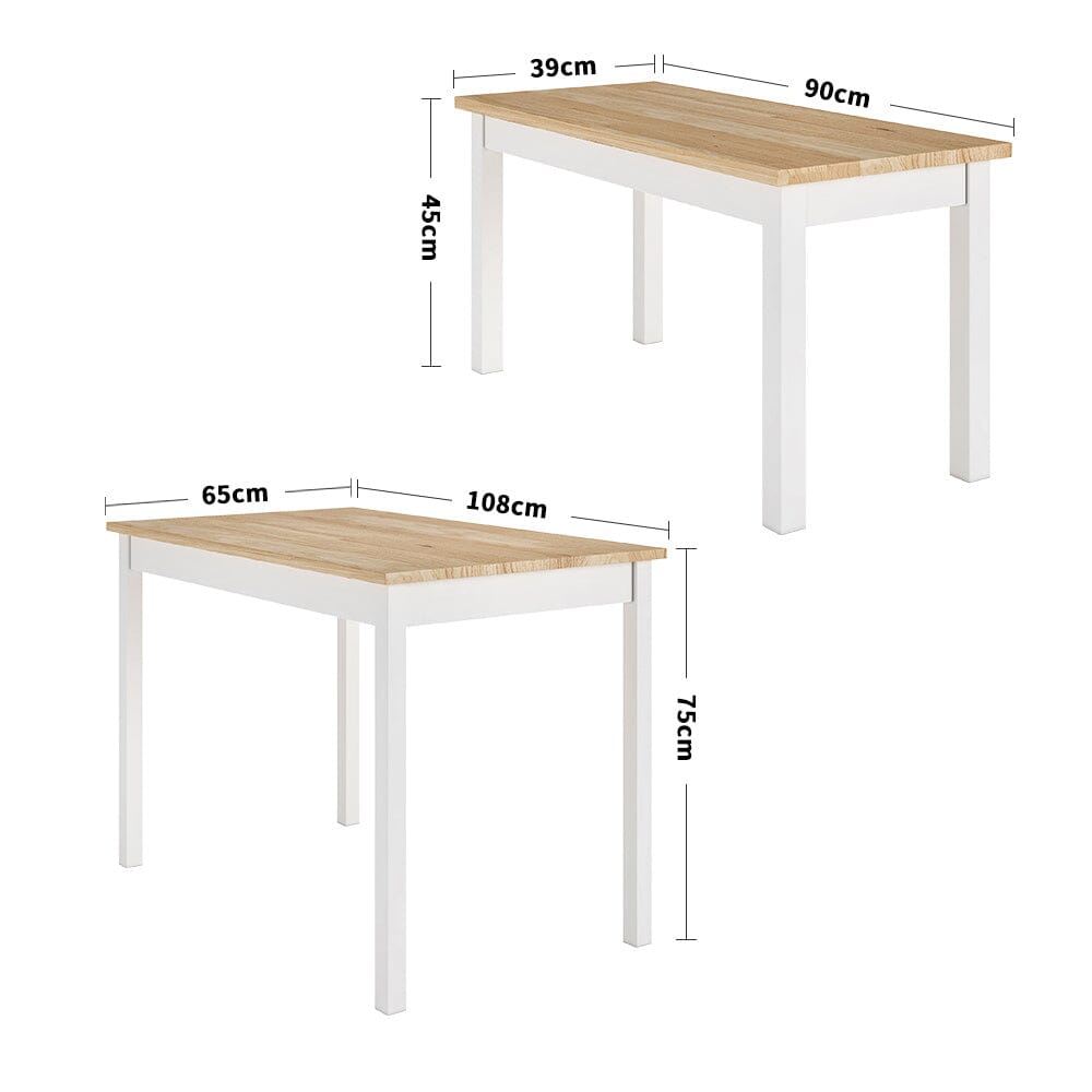 Modern Solid Wood Dining Table Set with 2 Benches