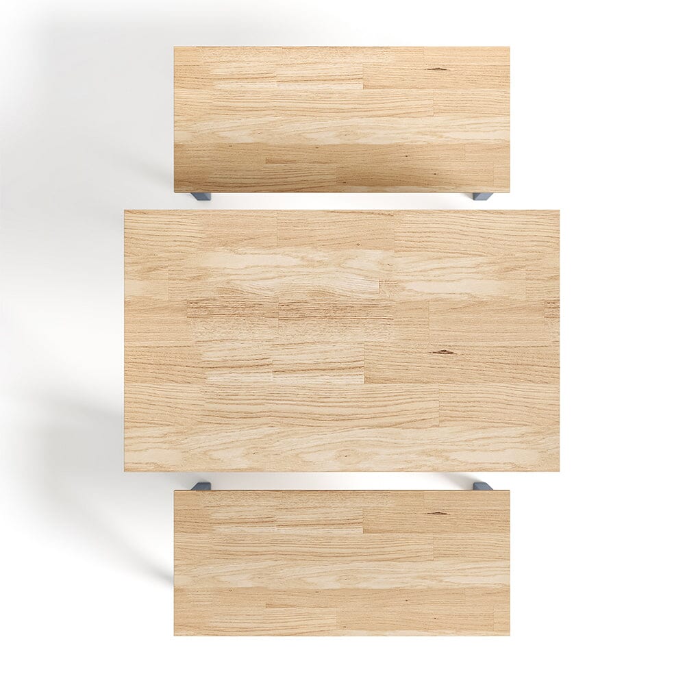Modern Solid Wood Dining Table Set with 2 Benches