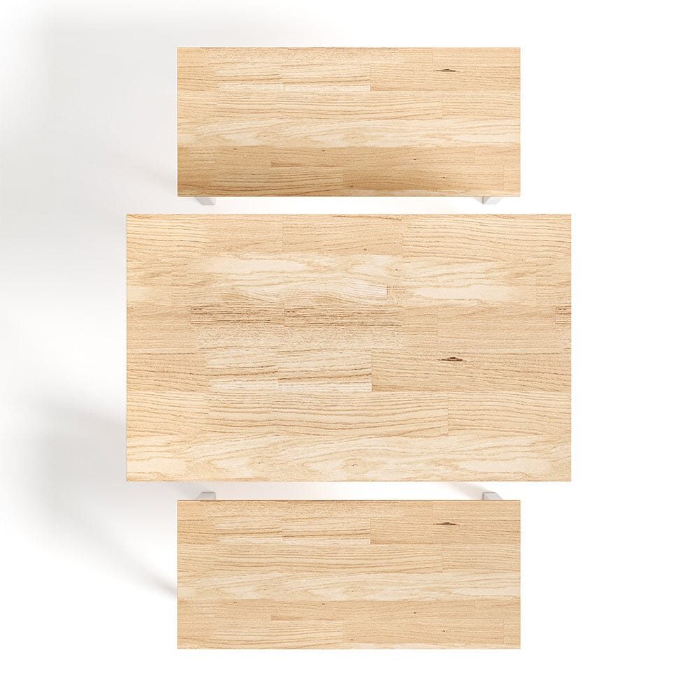 Modern Solid Wood Dining Table Set with 2 Benches