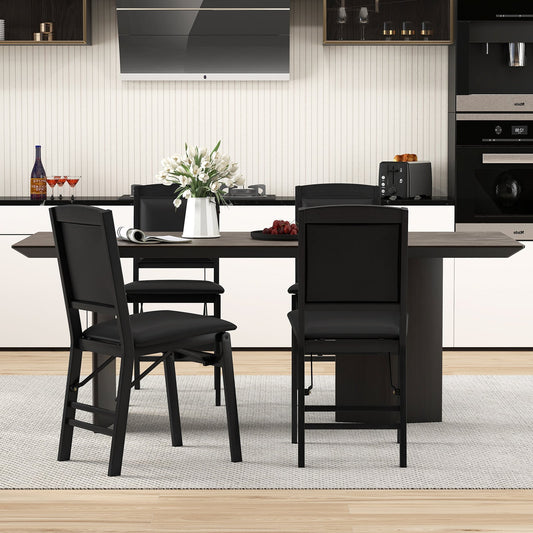 Dining Chair Set of 4 with Padded Seat and Soft Backrest-Black