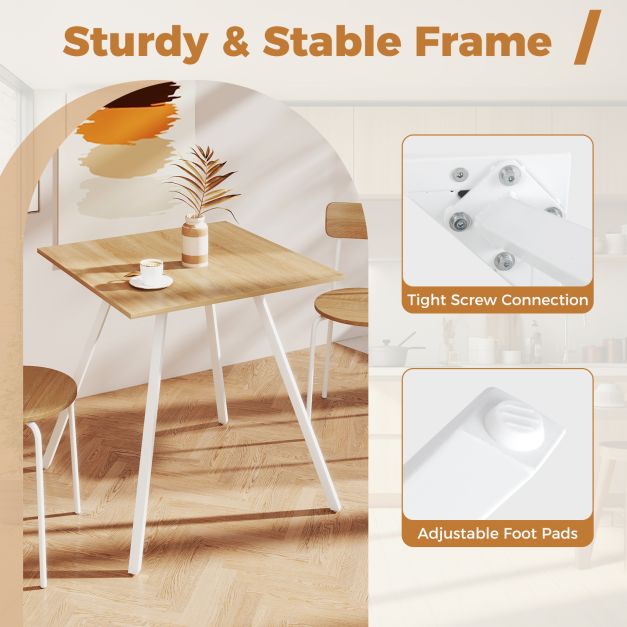 3-Piece Kitchen Dining Room Furniture with Metal Frame and Adjustable Foot Pads-Natural