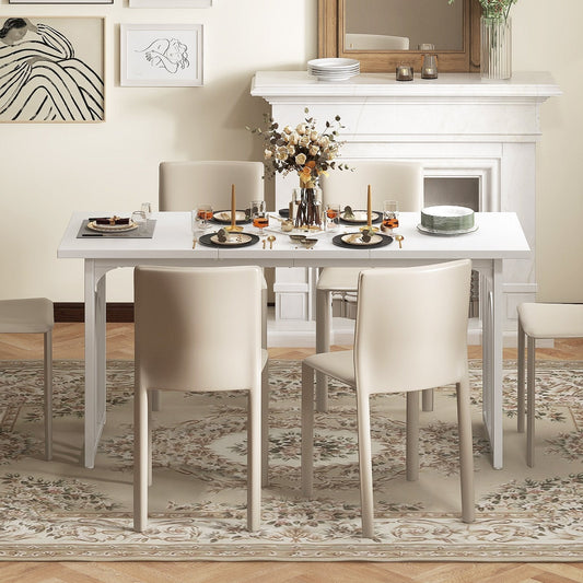 Dining Table with Heavy Duty Metal Legs for 6-8 People-White