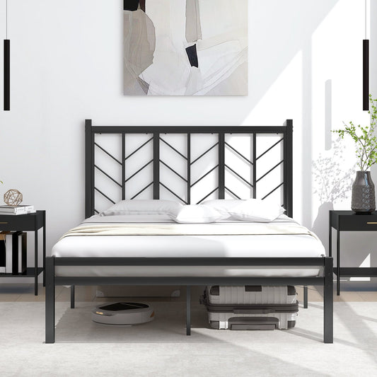 Double/King Size Platform Bed Frame with Branch-shaped Headboard-Double Size