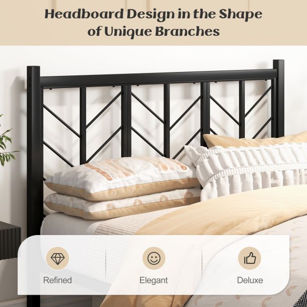 Full Size Platform Bed with Headboard and Metal Frame-Full Size
