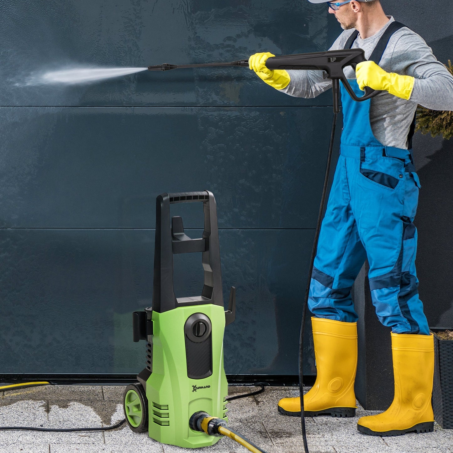 DURHAND 1800W High Pressure Washer, 150 Bar Pressure, 510 L/h Flow, High-Performance Portable Power Washer Jet Wash Cleaner with 6M Hose, Snow Foam Bottle for Garden, Car, Furniture, Green