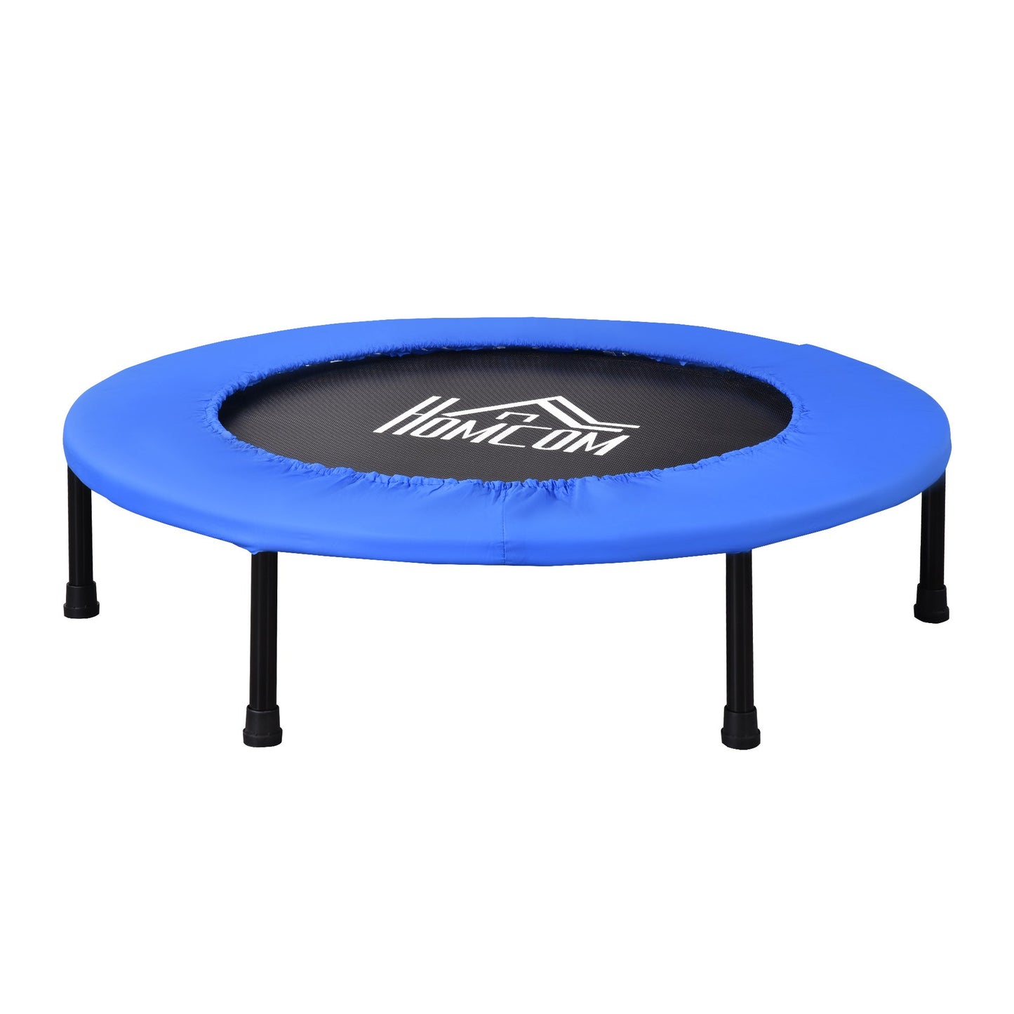 HOMCOM â91 Mini trampolina fitness do ćwiczeń w domu, do jogi, do użytku wewnątrz i na zewnątrz, z podkładką bezpieczeństwa, udźwig do 100 kg, niebiesko-czarna