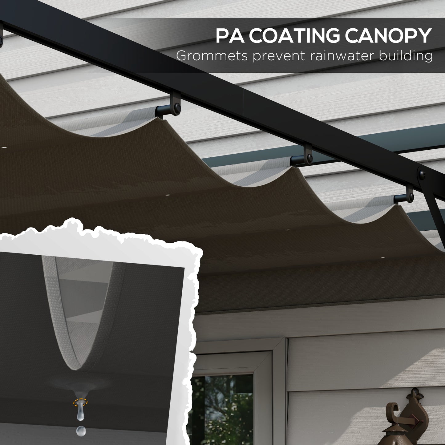 Outsunny 3 x 3(m) Rozwijana pergola, zadaszenie ogrodowe z aluminiową ramą, na grill, patio, pokład, ciemnoszary