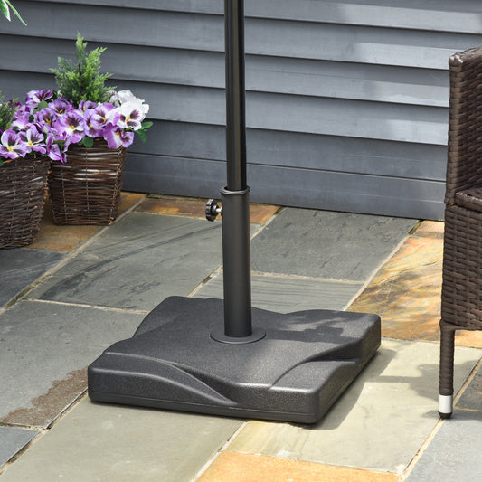 Outsunny 20kg Square Parasol Base Outdoor Garden Cement Umbrella Weight Stand Holder, Fits â32mm,â38mm,â48mm Pole - Black