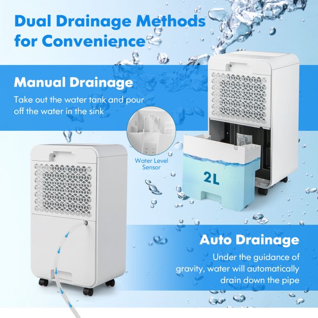 Portable 12L Dehumidifier with 3 Modes and 24H Timer-White