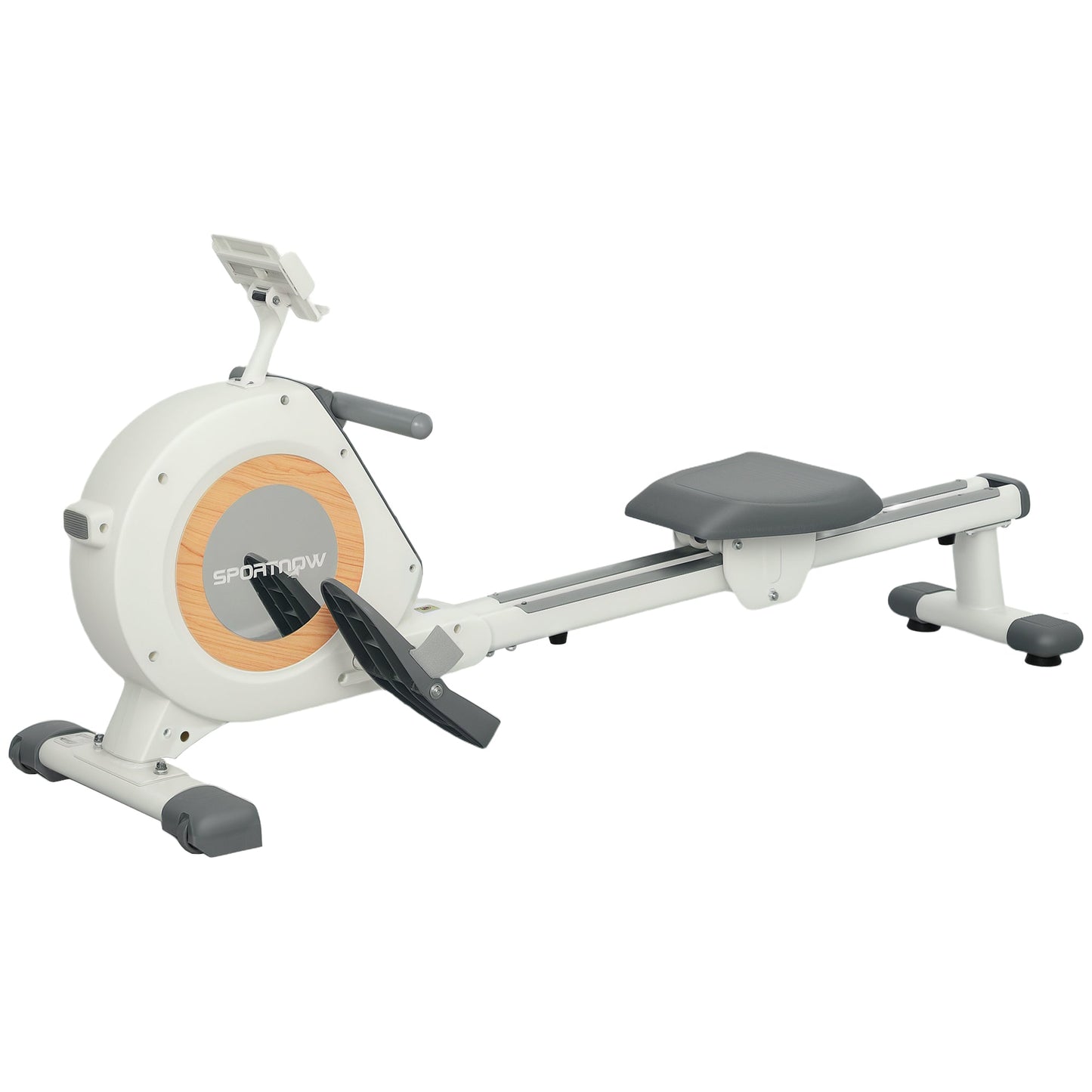 SPORTNOW Rowing Machine, 16-Level Magnetic Rower Machine with LCD Monitor and Phone Holder, White