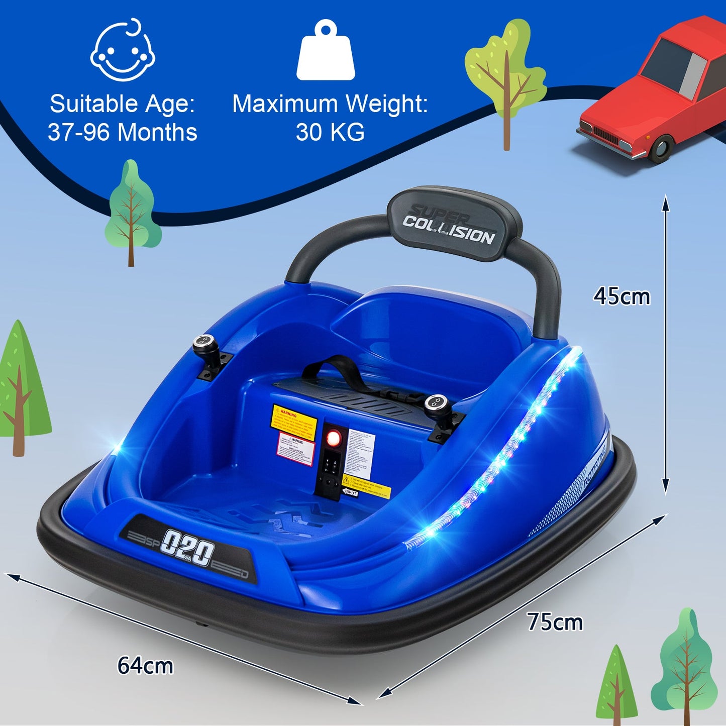 Electric Bumper Car with Remote Control for Kids-Blue
